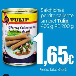 Oferta de Tulip - Salchichas Perrito Caliente Sin Piel por 1,65€ en Unide Market