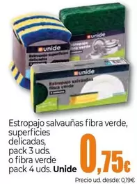 Oferta de Unide - Estropajo Salvaunas Fibra Verde/ Superficies Delicadas/ O Fibra Verde por 0,75€ en Unide Market