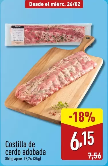 Oferta de Costilla De Cerdo Adobada por 6,15€ en ALDI