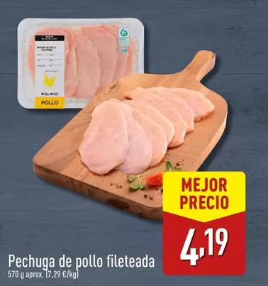 Oferta de Pechuga De Pollo Fileteada por 4,19€ en ALDI