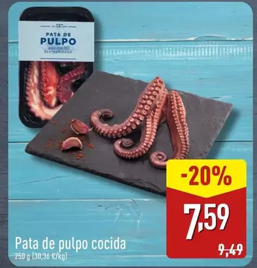 Oferta de Pulpo - Pata De  Cocida por 7,59€ en ALDI