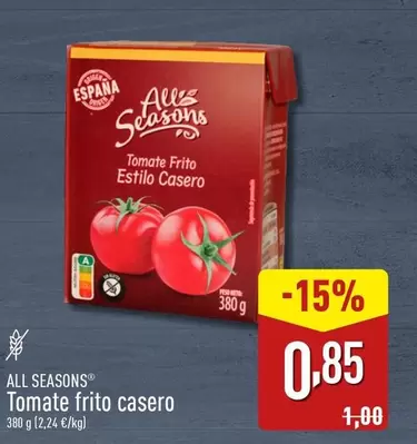 Oferta de All Seasons - Tomate Frito Casero por 0,85€ en ALDI