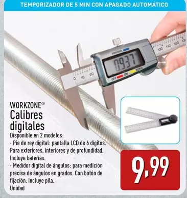 Oferta de Workzone - Calibres Digitales por 9,99€ en ALDI