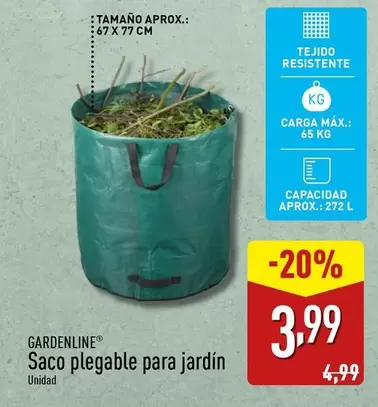 Oferta de Gardenline - Saco Plegable Para Jardin por 3,99€ en ALDI