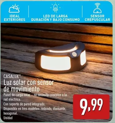 Oferta de Casalux - Luz Solar Con Sensor De Movimiento por 9,99€ en ALDI