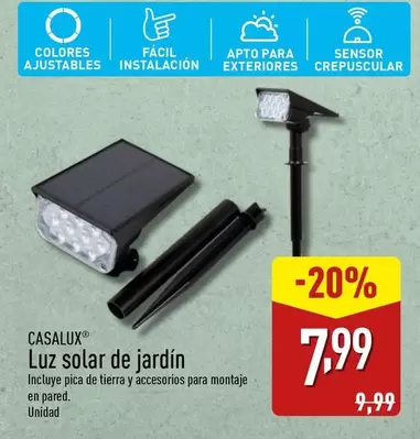 Oferta de Casalux - Luz  De Jardin por 7,99€ en ALDI