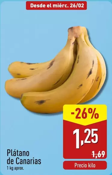 Oferta de Platano De Canarias por 1,25€ en ALDI