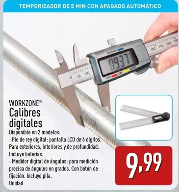 Oferta de Workzone - Calibres Digitales por 9,99€ en ALDI