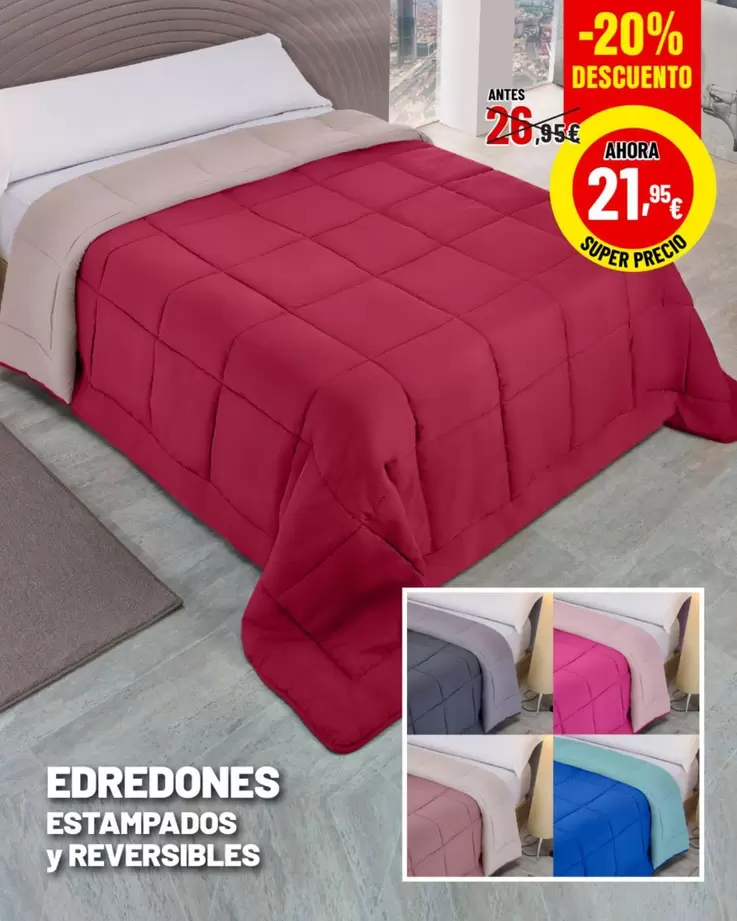 Oferta de Edredones Estampados Y Reversibles por 21,95€ en Outlet Hogar