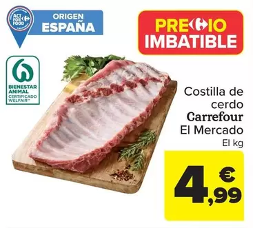 Oferta de Carrefour - Costilla De Cerdo  El Mercado por 4,99€ en Carrefour