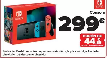 Oferta de Nintendo SWITCH  - Consola por 299€ en Carrefour