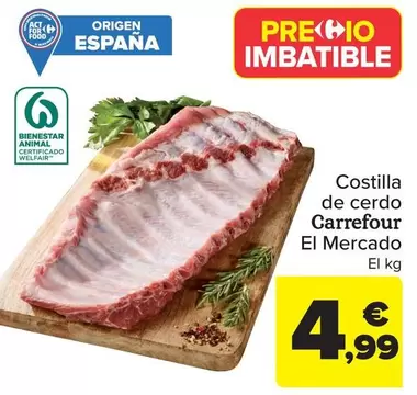 Oferta de Carrefour - Costilla De Cerdo El Mercado por 4,99€ en Carrefour Market