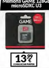 Oferta de Memoria Game 128Gb Microsdxc U3 por 13,99€ en Game