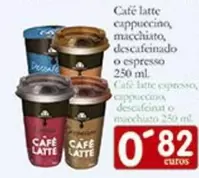 Oferta de Café Latte Cappuccino, Macchiato, Descafeinado O Espresso por 0,82€ en Supermercados Bip Bip