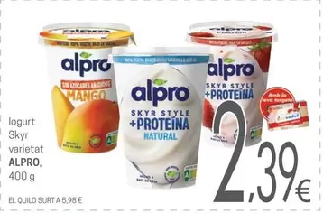 Oferta de Alpro - Iogurt Skyr Varietat por 2,39€ en Valvi Supermercats