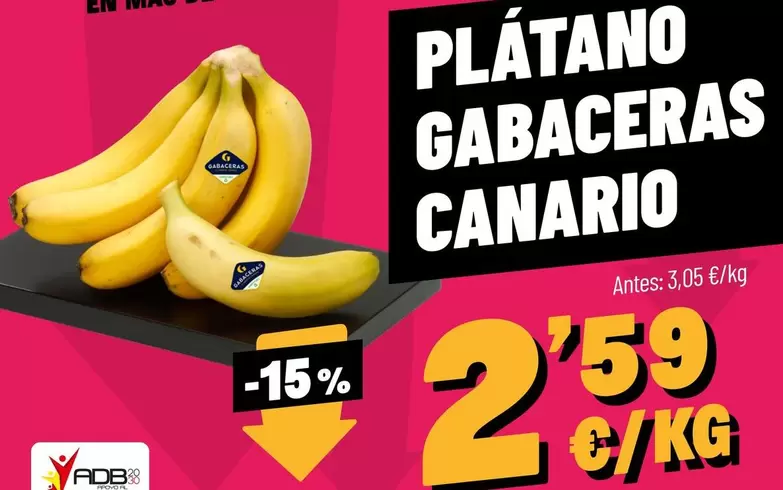 Oferta de Plátano Gabaceras Canario por 2,59€ en Ahorramas