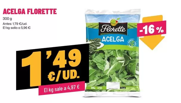 Oferta de Florette - Acelga por 1,49€ en Ahorramas