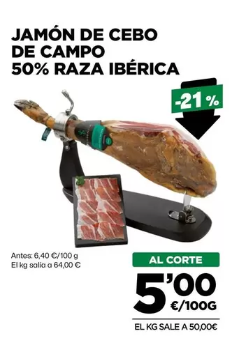 Oferta de Jamón De Cebo De Campo 50% Raza Ibérica por 5€ en Ahorramas