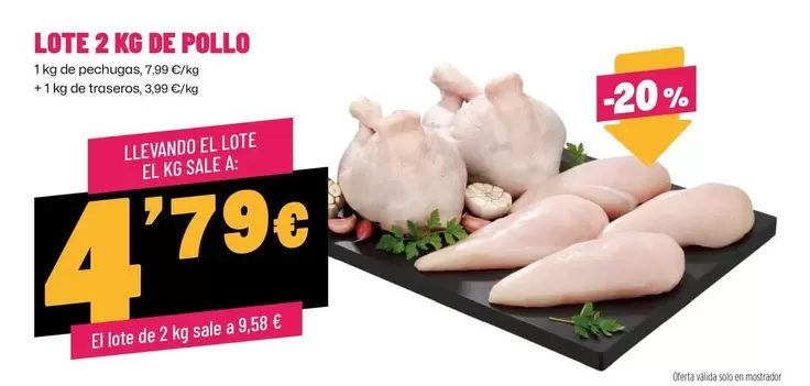 Oferta de Lote 2 Kg De Pollo por 4,79€ en Ahorramas