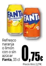 Oferta de Fanta - Refresco Naranja O Limon Con O Sin Azucar por 0,75€ en Unide Supermercados