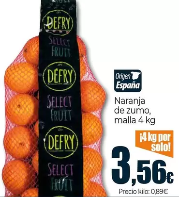 Oferta de Naranja De Zumo por 3,56€ en Unide Supermercados