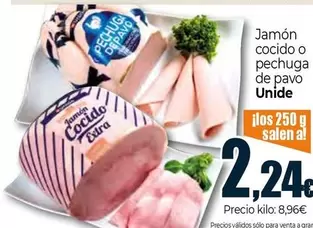 Oferta de Unide - Jamón Cocido O Pechuga De Pavo por 2,24€ en Unide Market