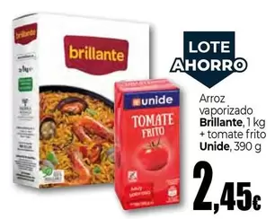 Oferta de Brillante/Unide - Arroz Vaporizado + Tomate Frito por 2,45€ en Unide Market