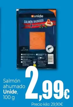 Oferta de Unide - Salmón Ahumado  por 2,99€ en UNIDE Alimentación