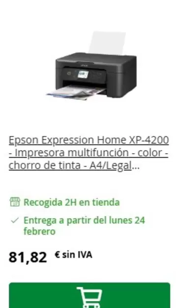 Oferta de Epson -  Expression Xp-4200 por 81,82€ en Bureau Vallée