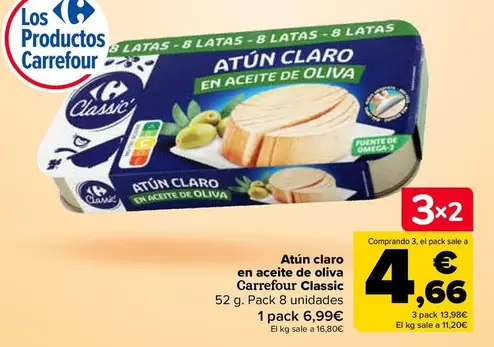 Oferta de Carrefour - Atun Claro  En Aceite De Oliva  Classic por 6,99€ en Carrefour