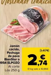 Oferta de Elpozo - Jamon Cocido Pechuga De Pavo Bienstar O 1954  por 2,74€ en Carrefour