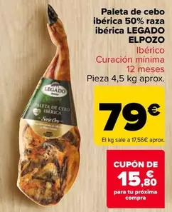 Oferta de  Legado Elpozo - Paleta De Cebo Iberica 50% Raza Iberica por 79€ en Carrefour