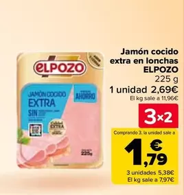 Oferta de Elpozo - Jamon Cocido Extra En Lonchas   en Carrefour