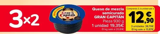 Oferta de Gran Capitán - Queso De Mezcla Semicurado   en Carrefour