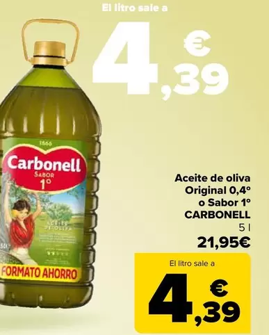 Oferta de Carbonell - Aceite De Oliva Original 0,4º  O Sabor 1º  por 21,95€ en Carrefour