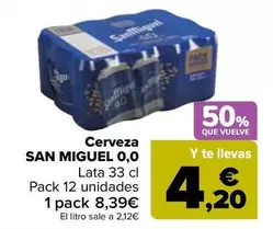 Oferta de San Miguel - Cerveza  0,0 en Carrefour