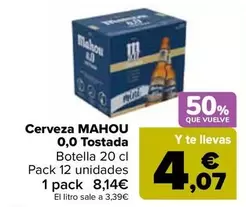 Oferta de Mahou - Cerveza 0,0 Tostada en Carrefour