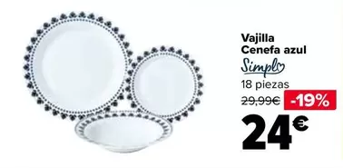 Oferta de Simpl - Vajilla  Cenefa Azul  por 24€ en Carrefour