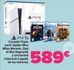 Oferta de Consola+triple Pack Spider-man Miles Morales God Of War Ragnarok Y Uncharted Coleccion Legado De Los Ladrones por 589€ en Carrefour