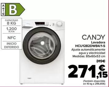 Oferta de Candy - Lavadora Wf3s9043bw3 por 271,15€ en Carrefour