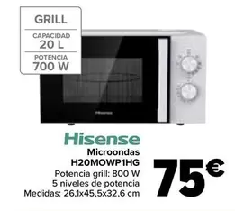 Oferta de Hisense - Microondas  H20mowp1hg por 75€ en Carrefour