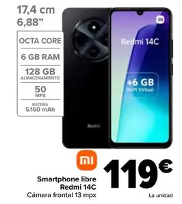 Oferta de Xiaomi - Smartphone Libre Redmi 14c por 119€ en Carrefour