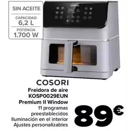 Oferta de Cosori - Freidora De Aire KOSP0029EUN Premium II Window por 89€ en Carrefour