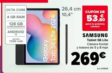 Oferta de Samsung - Tablet S6 Lite por 269€ en Carrefour