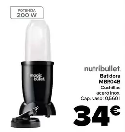 Oferta de Nutribullet - Batidora MBR04B por 34€ en Carrefour