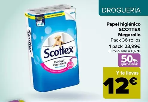 Oferta de Scottex - Papel Higienico Megarollo por 24,99€ en Carrefour