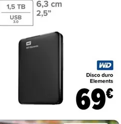 Oferta de WD - Disco Duro Elements por 69€ en Carrefour