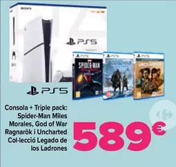 Oferta de Consola+triple Pack Spider-man Miles Morales God Of War Ragnarok Y Uncharted Coleccion Legado De Los Ladrones por 589€ en Carrefour