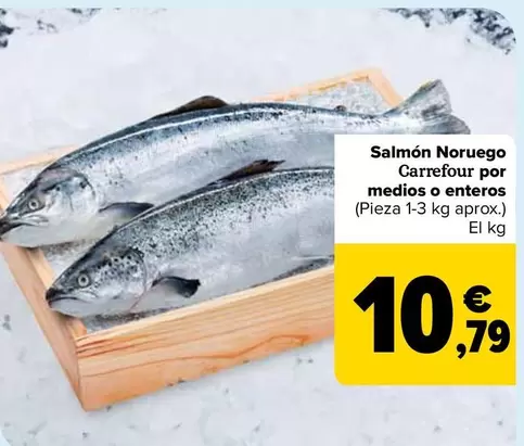 Oferta de Carrefour - Salmon Noruego Por Medios O Enteros por 10,79€ en Carrefour