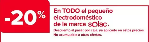 Oferta de Solac - En Todo El Pequeno Electrodomostico De La Marca  en Carrefour